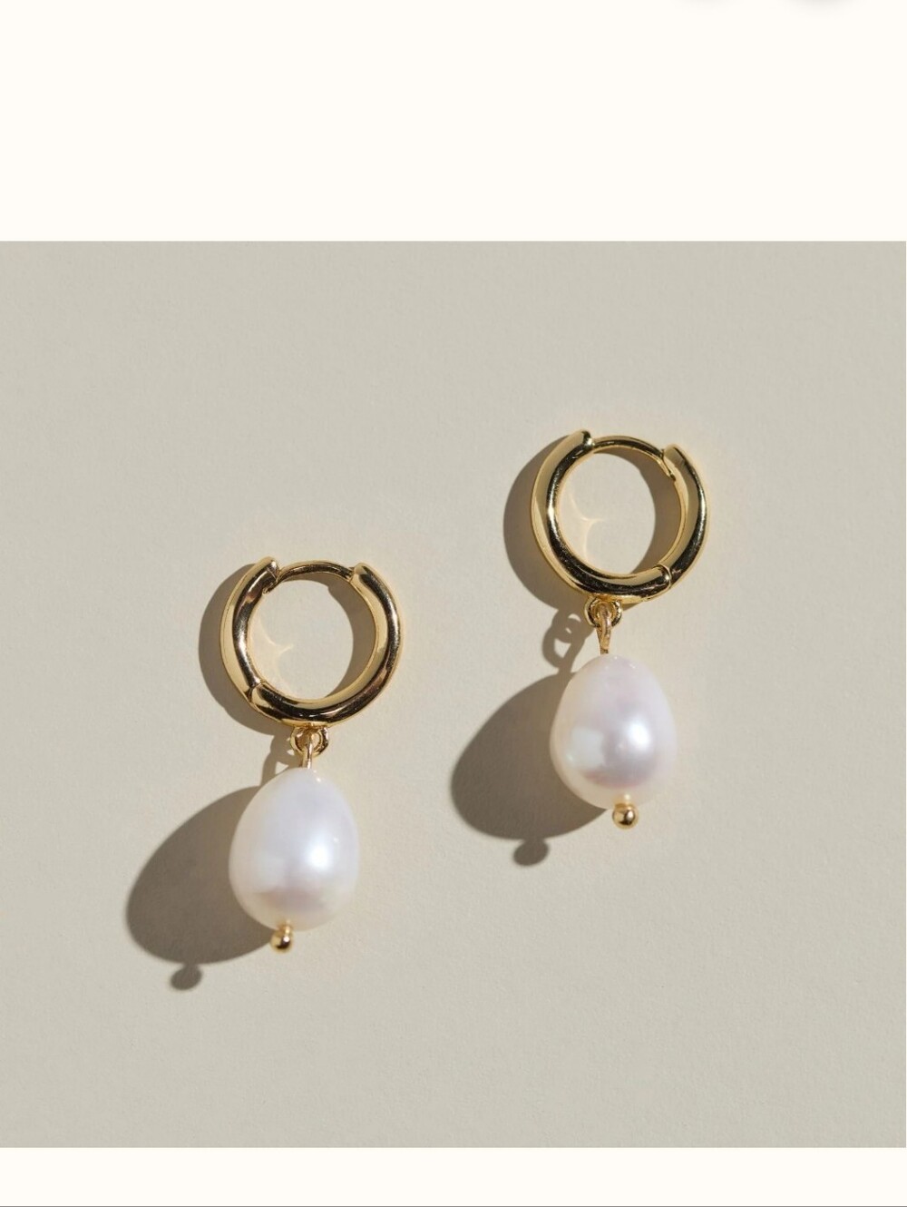 NEW Nickel Suede Gold Hoop Earrings with White Pearl Drops